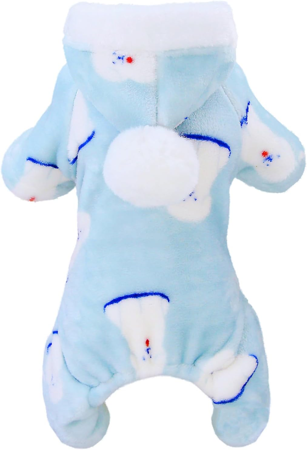 Izefia Dog Sweater Dog Clothes Fleece Dog Woolen Sweater Winter Warm Sweat Shirt 4 Legs Jumpsuit Pajamas with Snowball Cap Sweater for Small Dog Medium Dog Cat Blue L