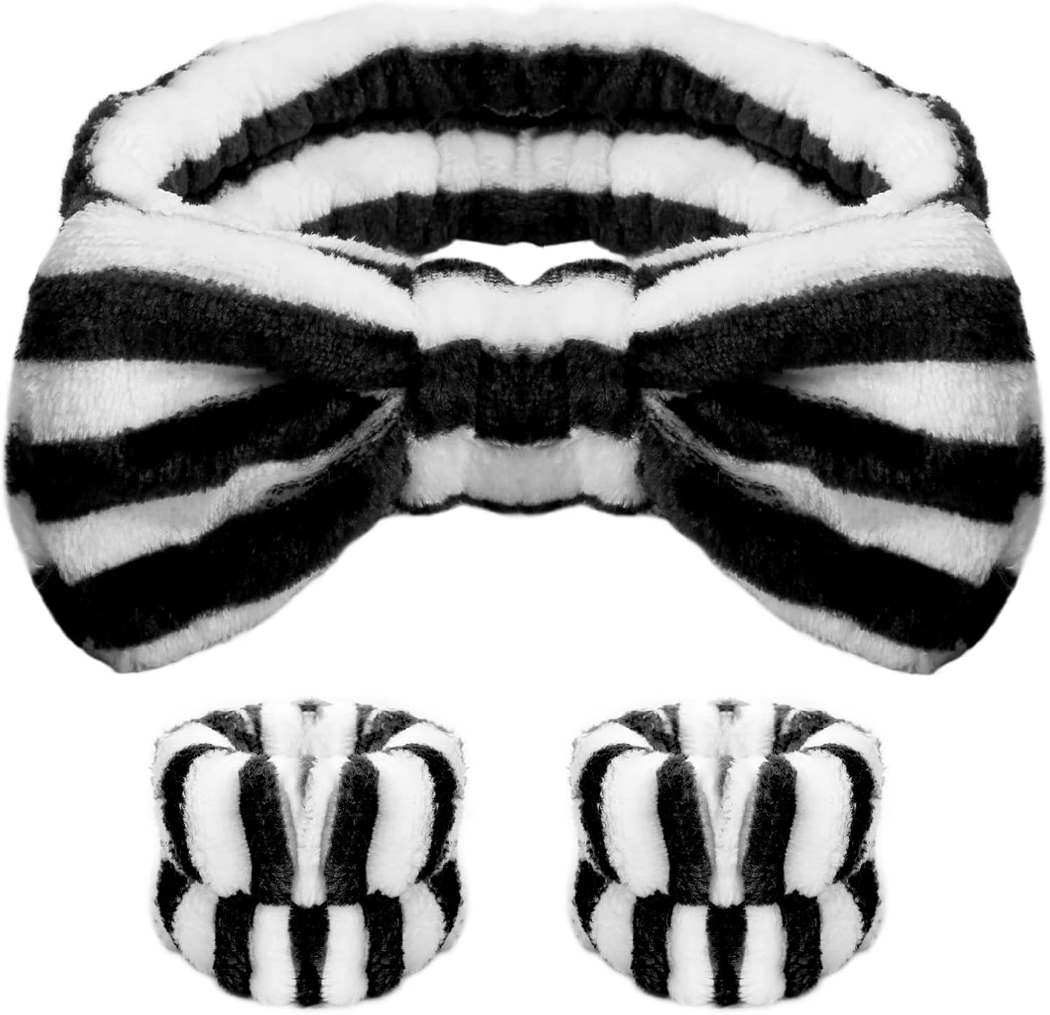 WSYUB Spa Headband, Wristbands, Headband for Washing Face, 2Pcs Wristlets for Sleeves Dry, Make up Headband,Purple