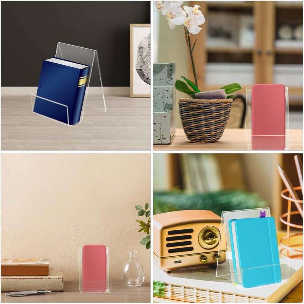 6Pcs Acrylic Book Display Stand Clear Easel with Ledge Tablet Holder Clear Acrylic Holder for Displaying Picture Desktop Freestanding Book for Books Pictures Notebooks