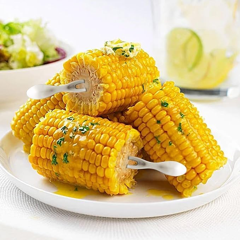 10PCS Stainless Steel Corn Holders - Heat-Resistant BBQ Grill Skewers for Corn on Cob, Fruits & Vegetables - Secure Grip Picnic Forks with Ergonomic Handles image number 2