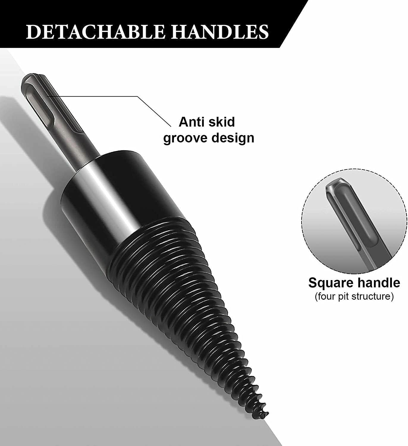 High Speed Twist Firewood Drill Bit Wood Splitter Screw Splitting Cone Driver (42Mm Square Shank)