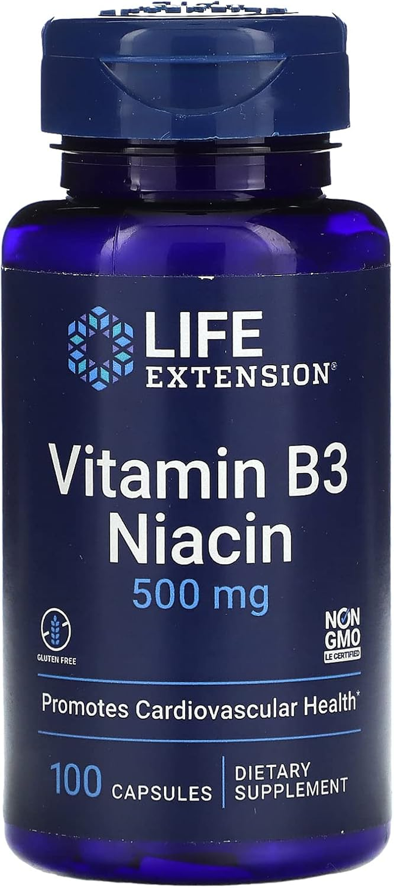 Life Extension Vitamin B3 Niacin, 500 Milligram, 100 Capsules image number 1