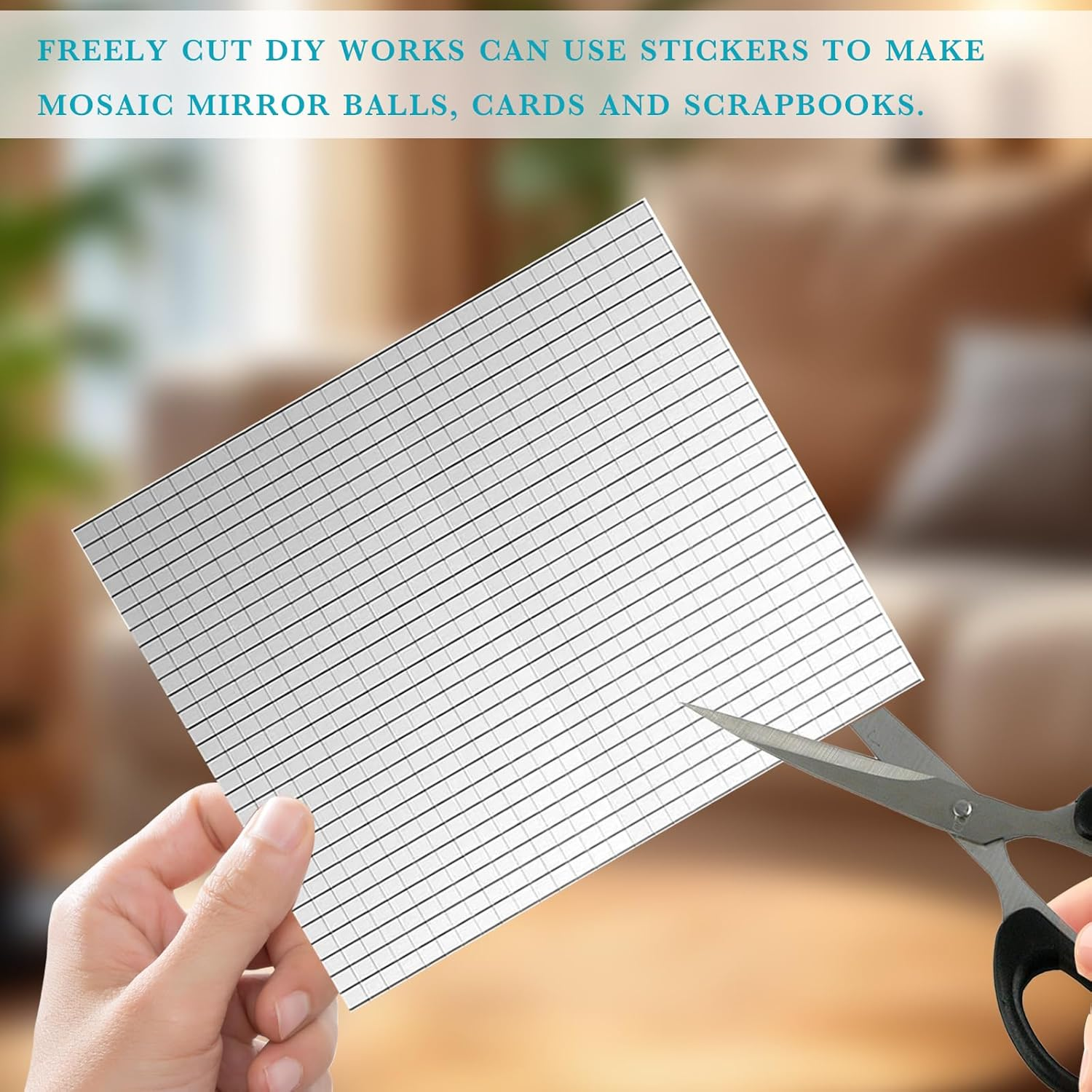 5400PCS Mirror Tiles Self Adhesive,Mini Square Mosaic Glass Pieces, Disco Ball Stickers,Tile Adhesive Sheet,Mirror Sticker,Mosaic Tiles for Crafts Bulk,Disco Ball, Art,Home Decoration (Silver,5X5Mm) image number 3