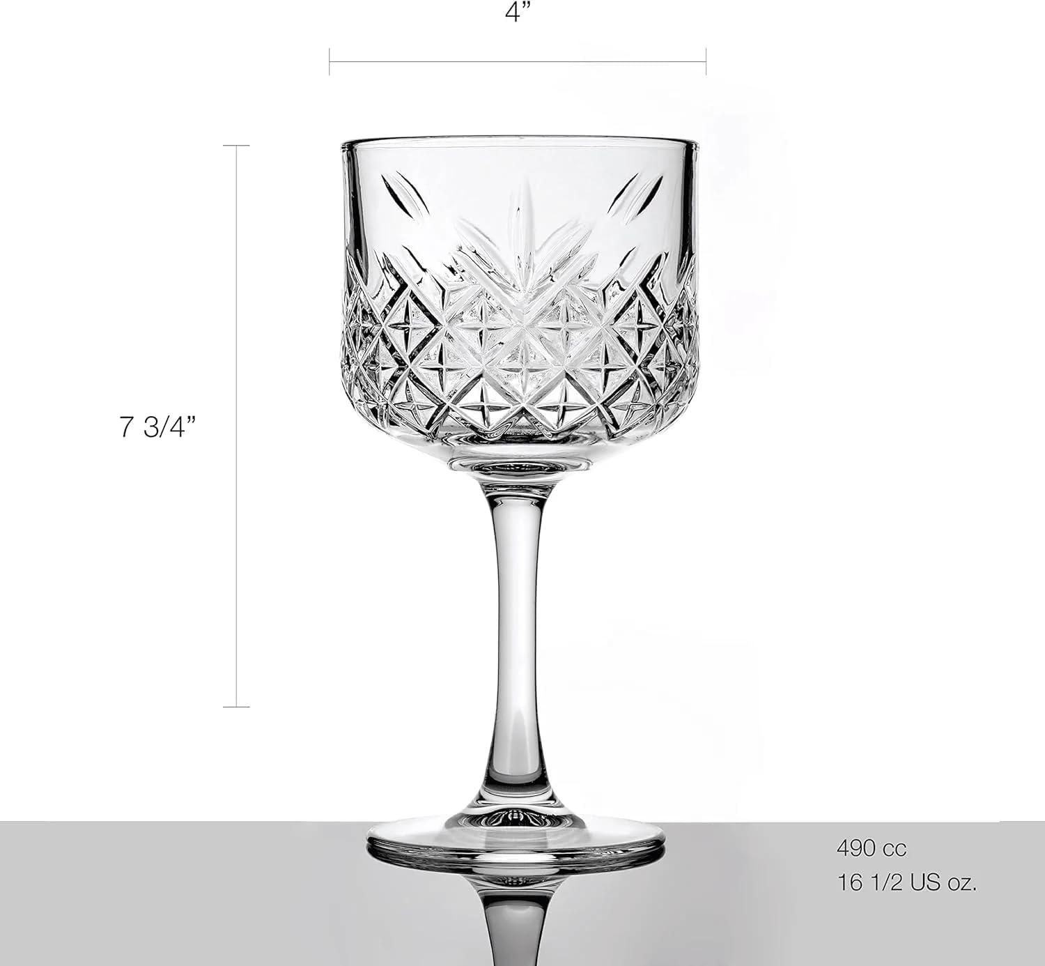 DELISOGA Timeless Cocktail Glasses Gin & Tonic | Long Stemware Glass Set of 4-Piece | Premium Glassware for Home Bar | Perfect for Gifts, Drinking Goblet for Wine, Champagne, Mocktails (500 Ml) image number 2