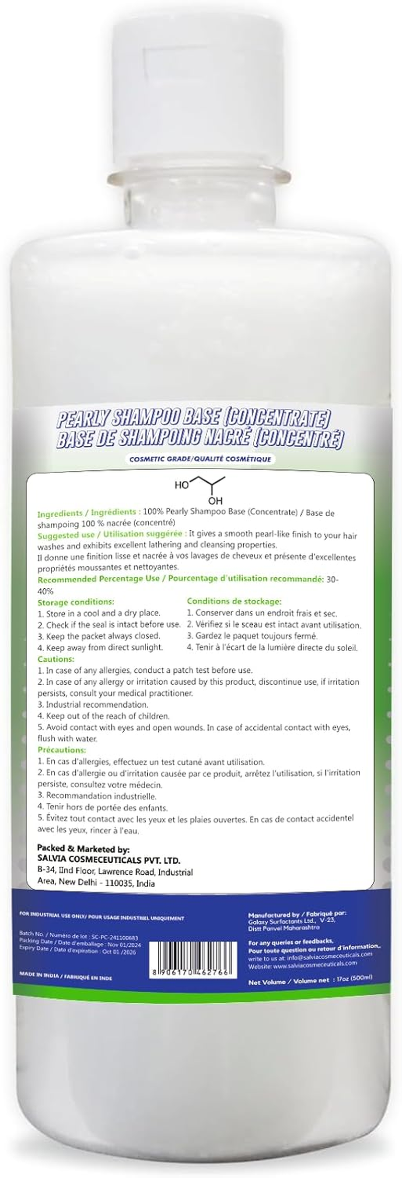 MYOC DIY Pearly Shampoo Base (Concentrate), for All Hair Types, with Added Benefits of Aloe Vera & Glycerine for Smooth Hairs, Create Your Natural Hair Care Products- 500Ml (17 Fl. Oz) image number 1