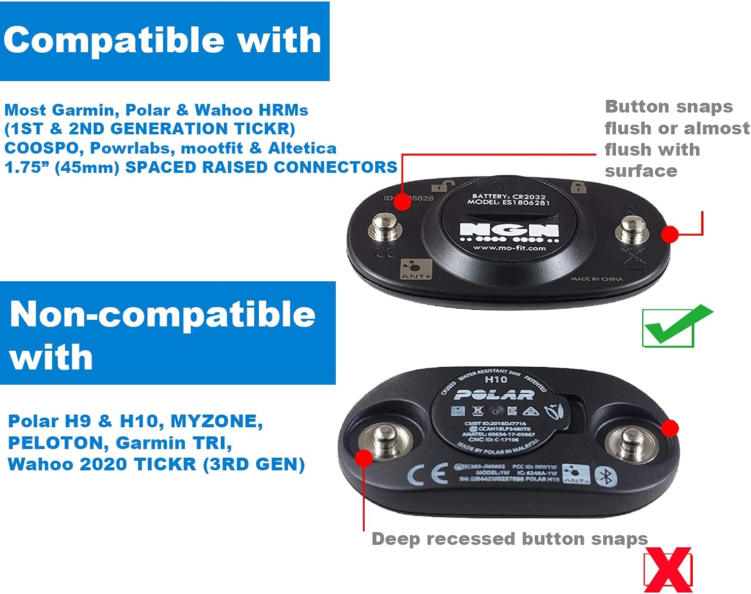 Heart Rate Monitor Soft Strap Replacement | Universal Replacement for Garmin, Wahoo Tickr and Polar H7 HRM Transmitters image number 6