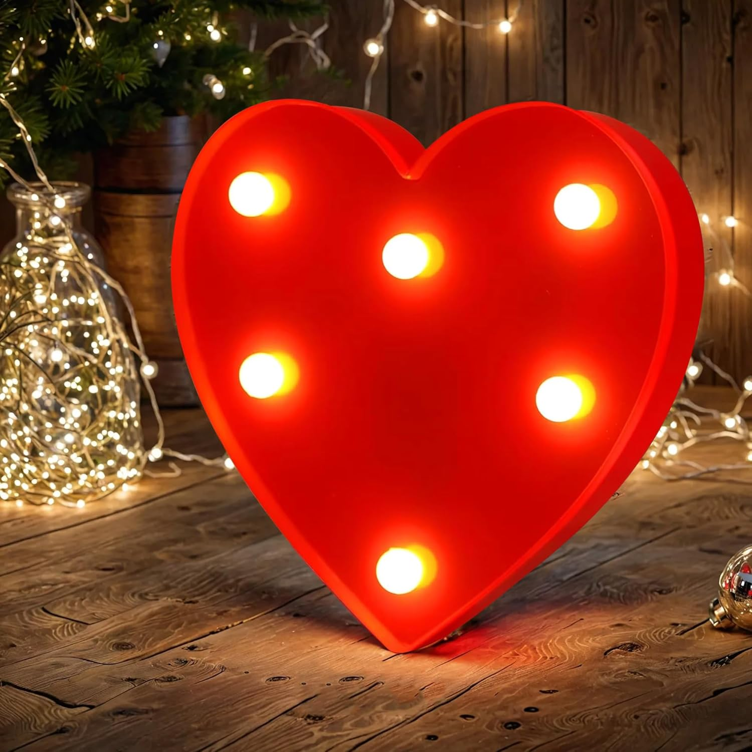 White Digital LED Letter Lights with Shiny Heart Embellishments Create a Warm Atmosphere and Suitable as Night Light for Birthdays, Weddings and Parties. (Heart Shape) image number 4