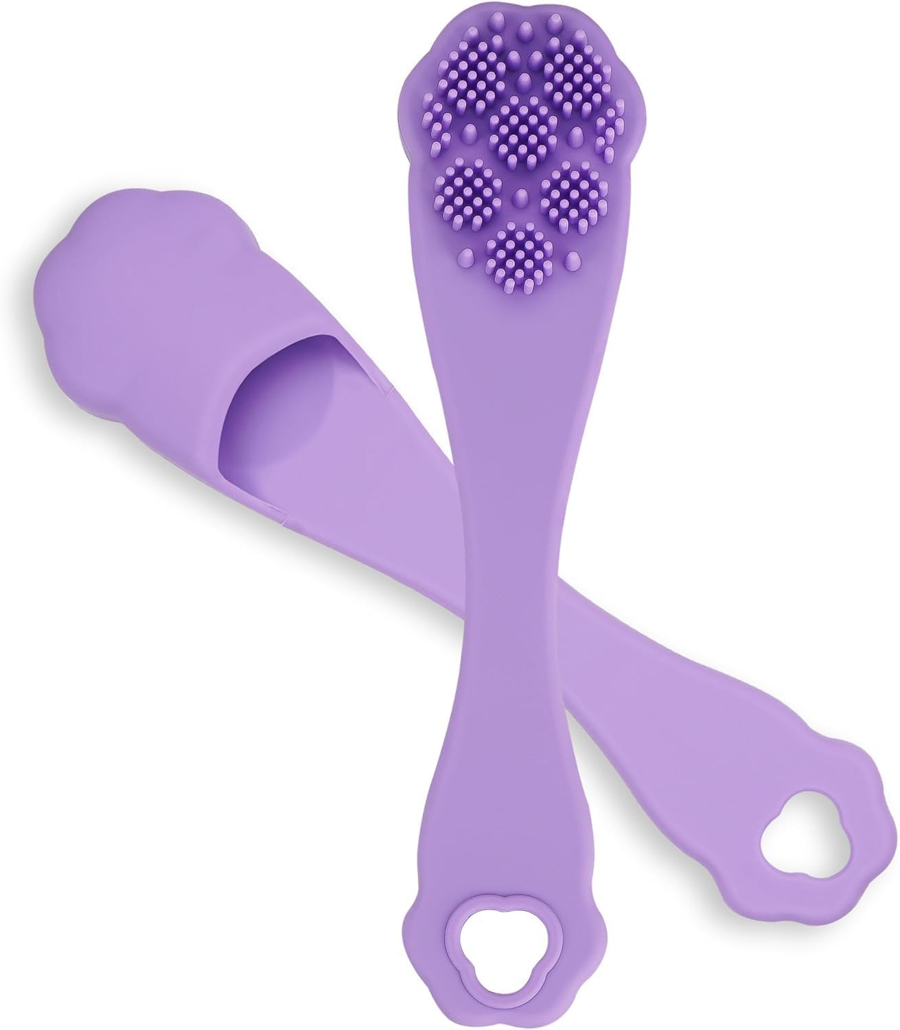 Silicone Face Brush, Clean Pores Blackheads Finger Brush Nose Brush, Facial Skin Cleaner Massage Brush for Facial Cleanser (Purple, One Size) image number 1