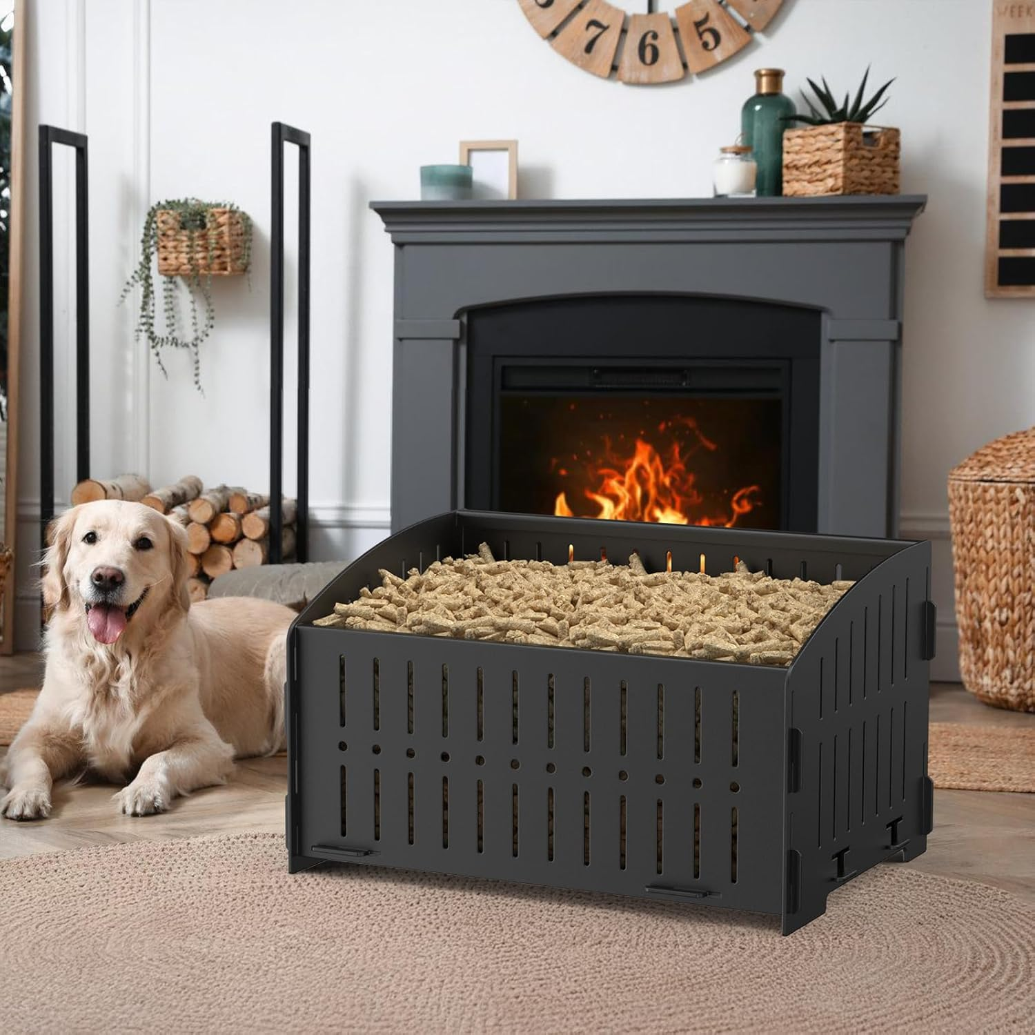 Shrivee Pellet Burning Basket, 29 &times; 20 &times; 17 Cm Portable Pellet Basket for Fireplaces and Stoves image number 6