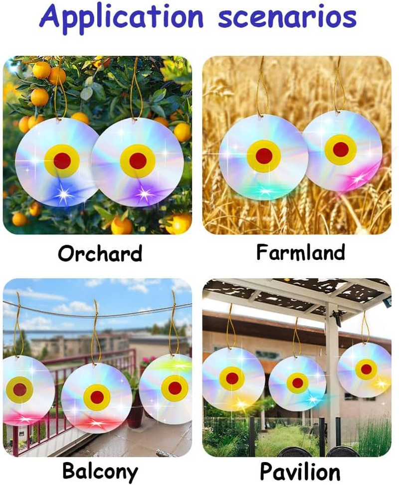 4Pcs Double Sided Reflective Bird Deterrent Discs Wind Activated Scare Devices for Pigeons, Ducks and Crows, Outdoor Garden Decorations, Durable and Effective Pest Control Solution image number 6