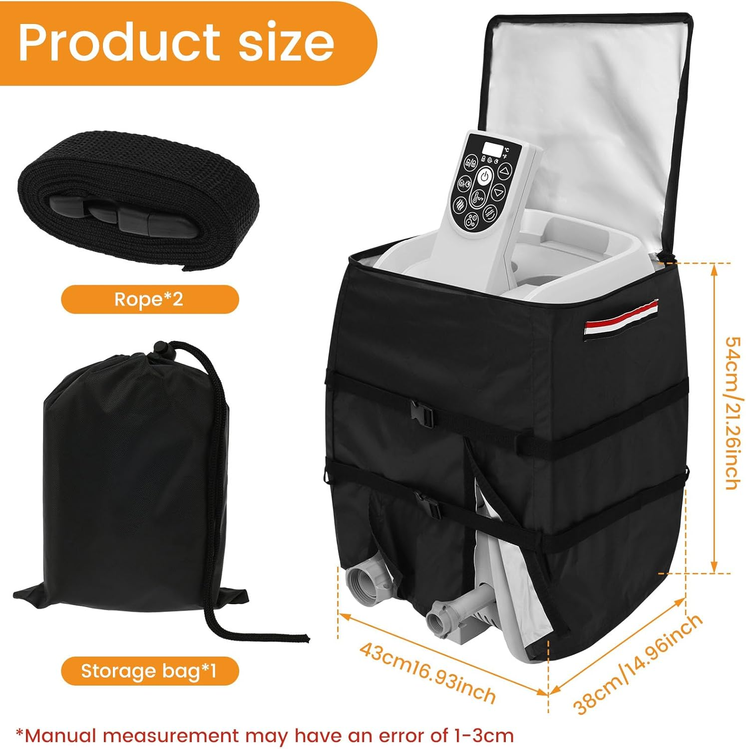 Hot Tub Spa Heater Pump Cover, All Weather Protection Hot Tub Pump Cover with Zipper, Waterproof Dustproof Hot Tub Insulated Pump Cover, Square Hot Tub Heater Pump Cover for Hot Tub Spa Heater Pump image number 4