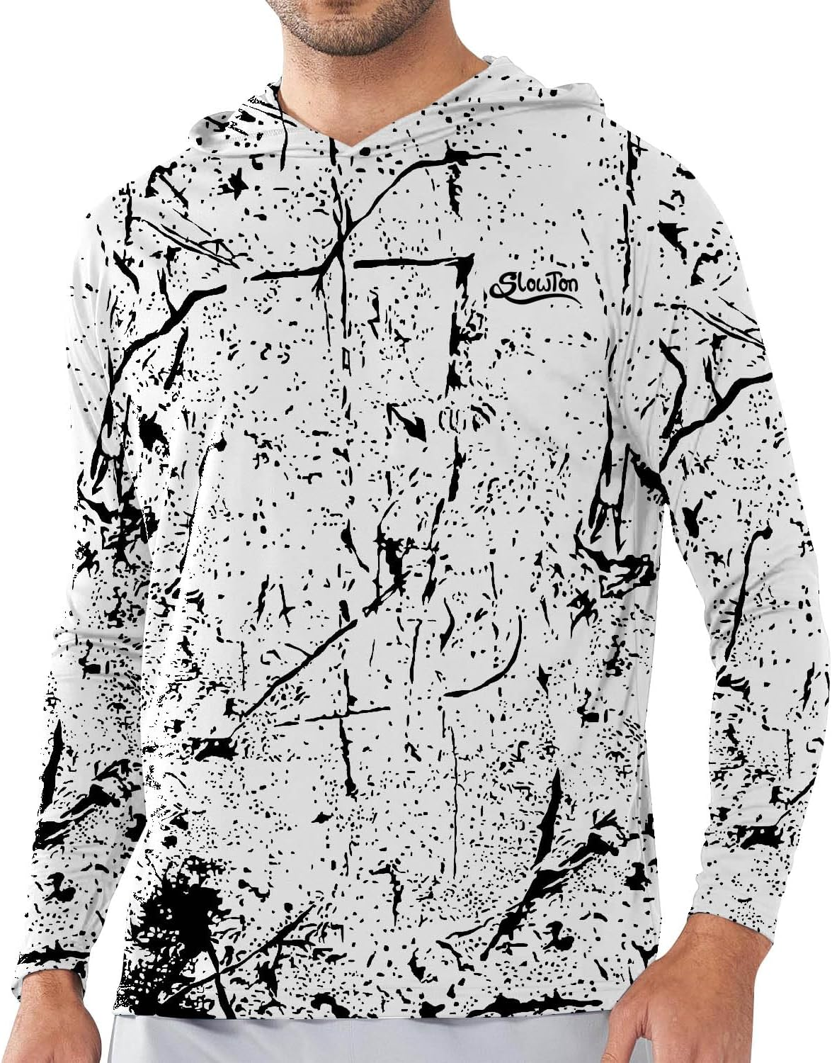 WOTOW Men'S Sun Protection Hoodie Shirt, UPF 50+ Soft Long Sleeve Fishing Shirts, UV Protection Quick Dry Lightweight Rash Guards for Hiking Running Camping Fishing image number 6