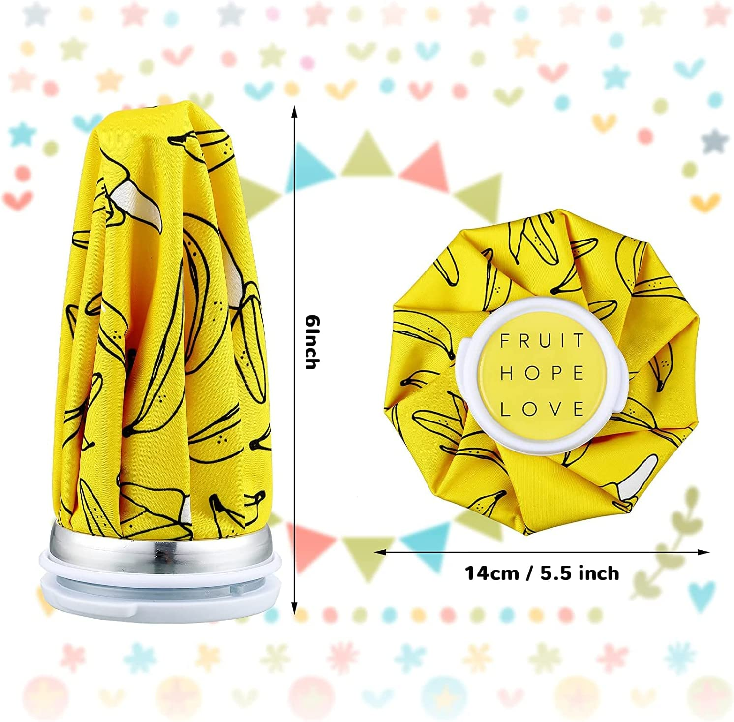 4 Packs Reusable Ice Bag Ice Pack Cold and Hot Use Hot Water Bag Kids Adults Cold Packs for Injuries Pain Relief Wisdom Teeth Breastfeeding Tired Eyes, 5.5 Inches (Cute Fruit Style) image number 4