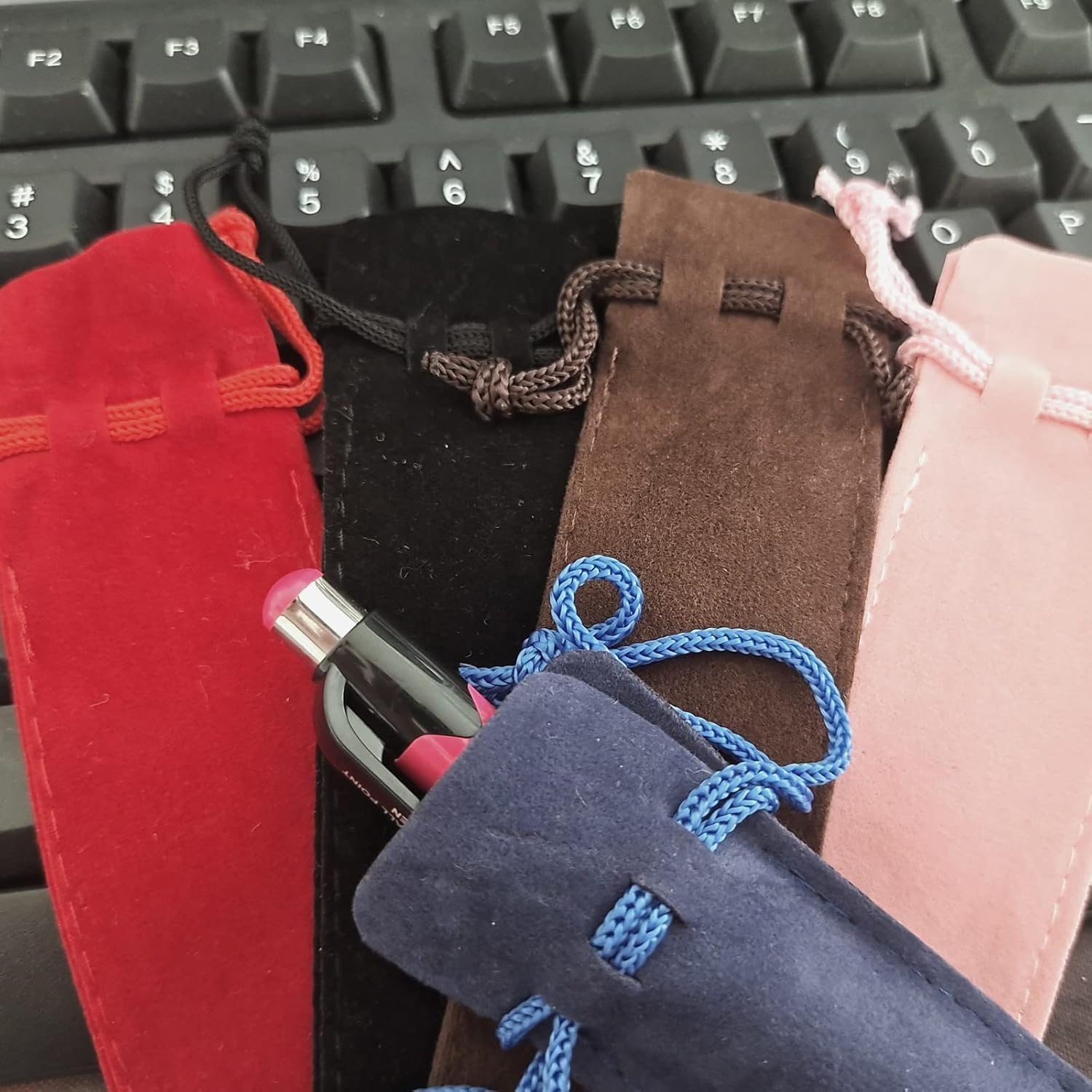 Xiaaofea 20 Pieces Velvet Drawstring Pen and Pencil Pouches Bag, Rope Closure Pencil Case for School Office Home Supplies Organizer Storage image number 2