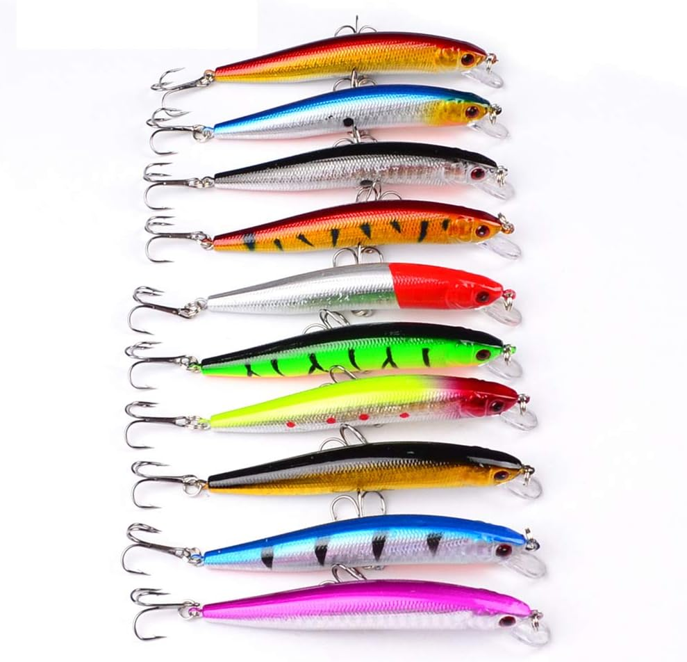 Origlam 10Pcs Fishing Lures - Life-Like Swimbait, Minnow Hard Lure Bass Trout Baits Kit, Topwater Hard Baits Crankbait Swimbait for Saltwater Freshwater image number 5