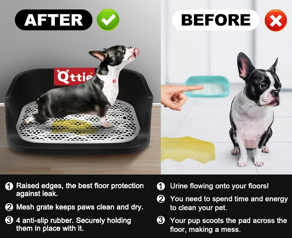 Dog Potty Toilet, Pet Indoor Outdoor Dog Training Toilet, Portable Potty Trainer, 20" X 16" Dogs Potty Training Pads Holder for Small and Medium Dogs (Black) - Navy image number 2