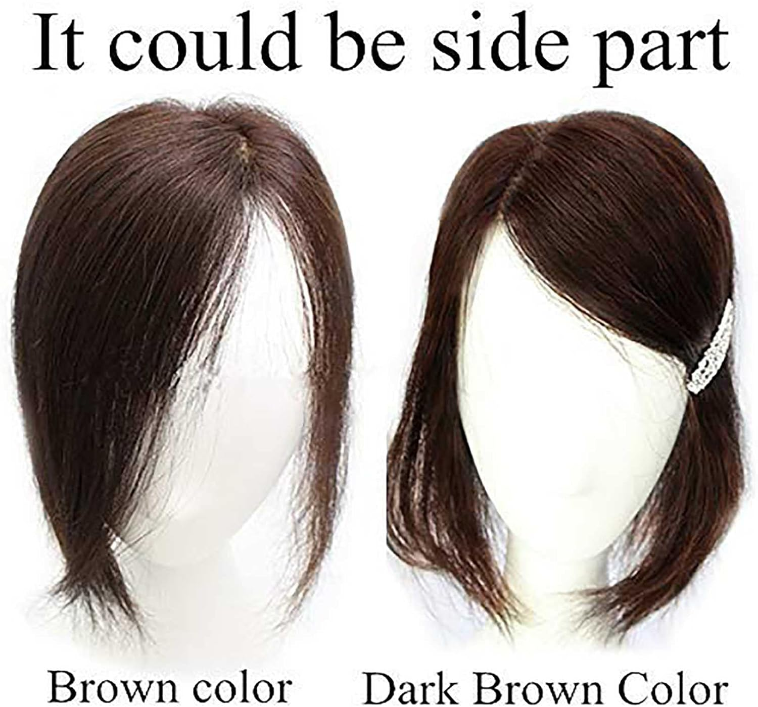 Real Topper Middle Side Part Human Hair, Hair Toppers for Women Real Human Hair No Bangs, Crown Topper Clip in Top Hairpieces for Women with Thinning Hair image number 1