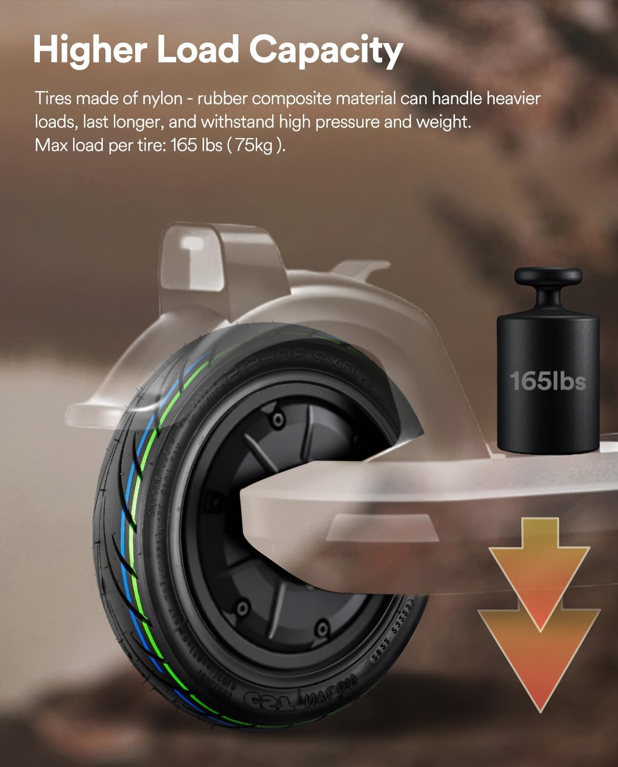 10X2.30-6.5 Non-Slip Vacuum Tire for NIU Kqi2 Pro Electric Scooter, Front Rear Replacement Tire image number 3