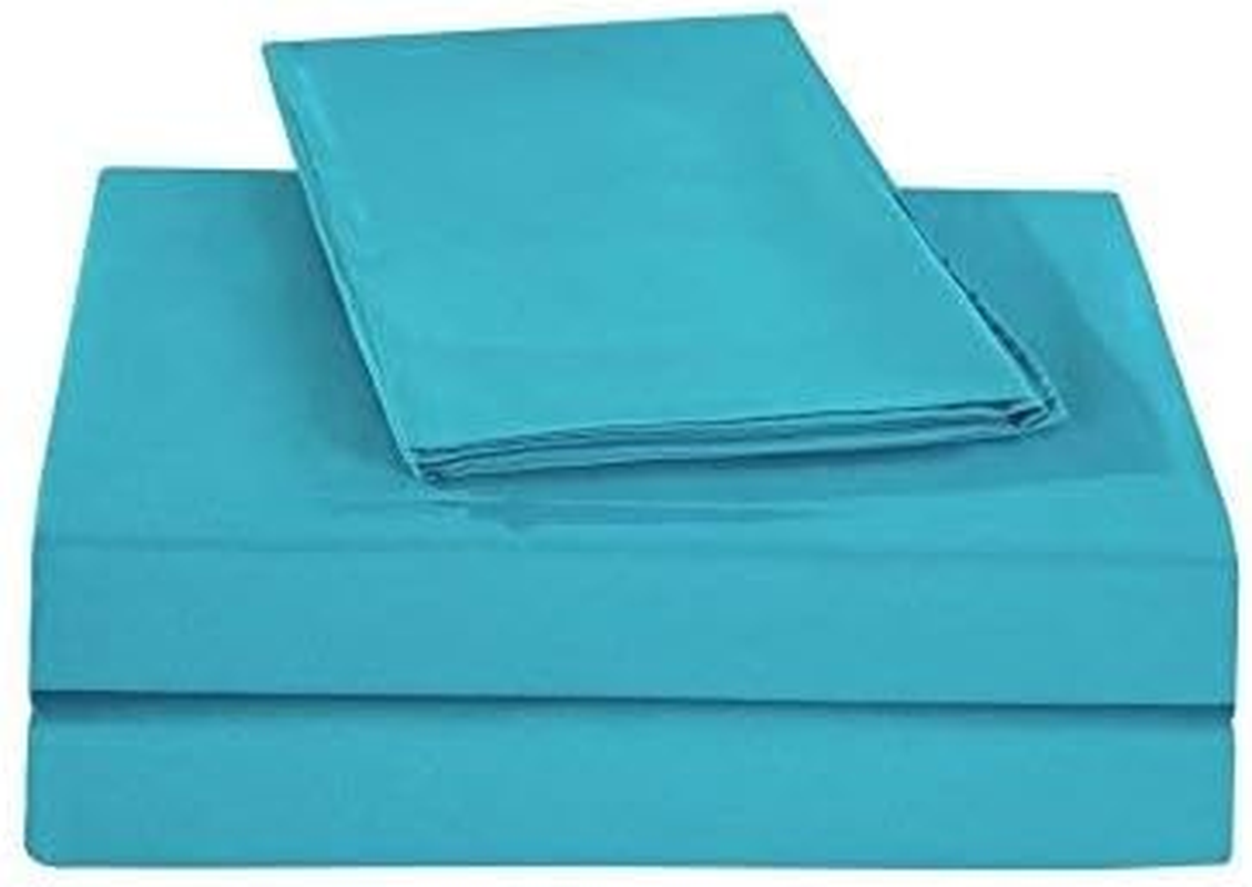 Hotel Luxury Bed Sheets Turquoise Solid 6 Pcs Queen Bed Sheet Set 100% Egyptian Cotton, Sateen Solid, 18 Inches Deep Pocket image number 1