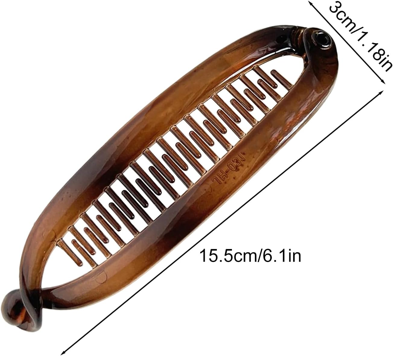 Banana Hair Clip - 2PCS Claw Clip for Thin Hair | Double Banana Clip Bullet Claw Clincher Comb | Strong Hold for Thick, Thin Curly Styles | Non-Slip Styling Accessories - Amber image number 2