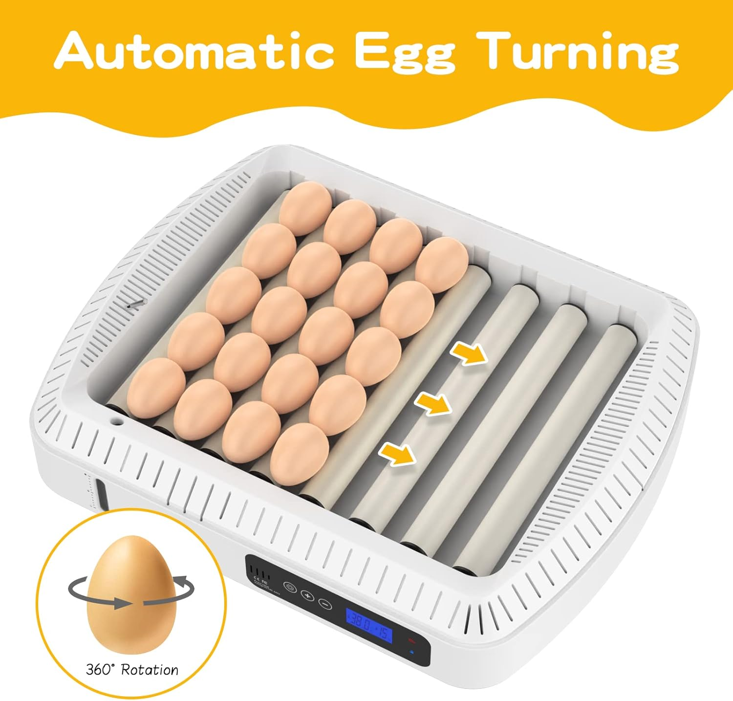 Advwin 35 Eggs Incubator for Hatching Chicken, Duckings and Turkey, Fully Automatic Egg Turning, Poultry Egg Incubator with Humidity Display, LED Candler image number 2