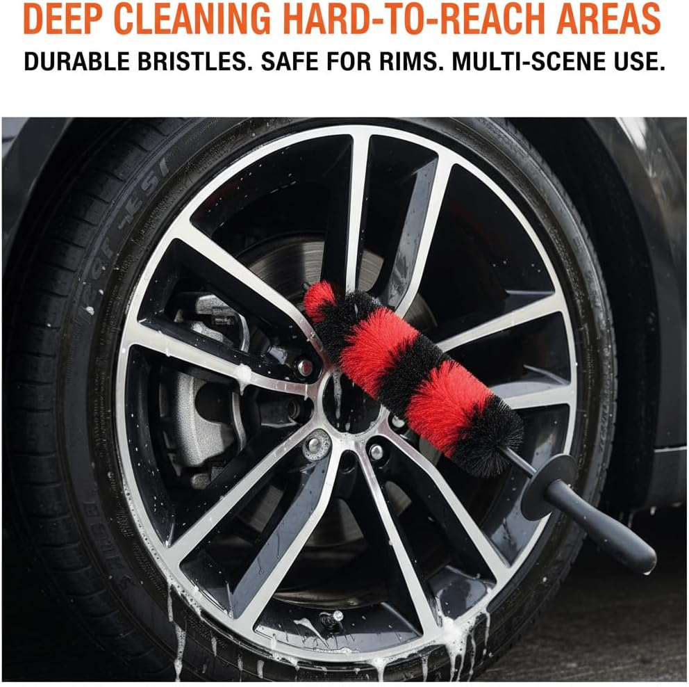 Wheel Brush for Car Detailing, Ergonomic Handle, Durable Design, Multi-Purpose Usage, Compatible with Cars, Trucks, Motorcycles - Ruibex image number 2