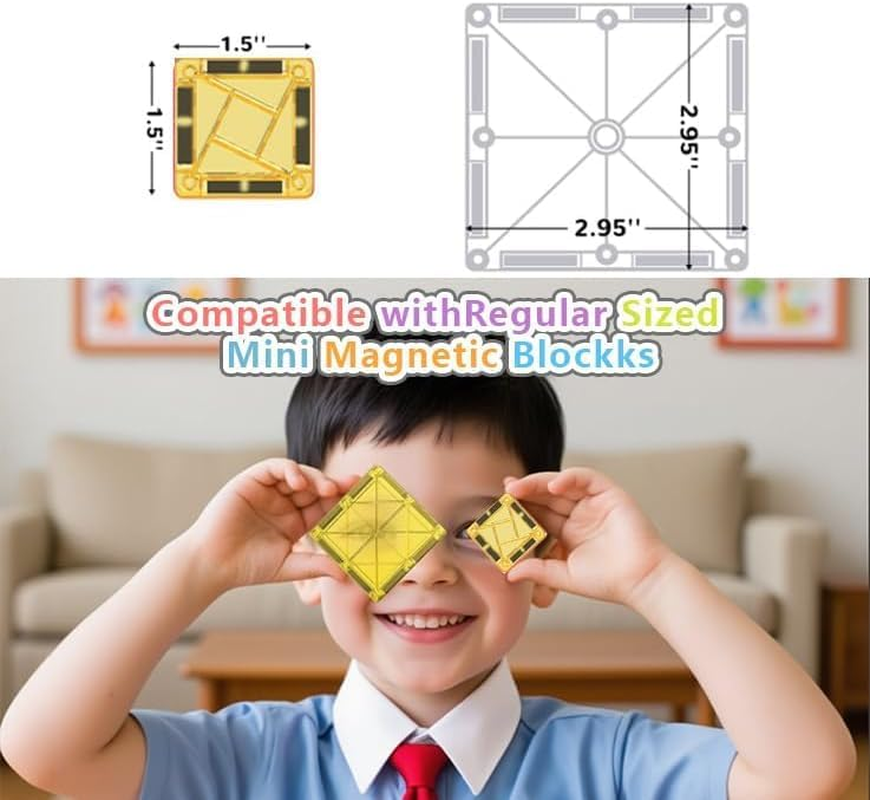 Mini Magnetic Tiles Travel Magnetic Tiles with Iron Box,26Pcs Magnet Building Block Set Travel Toys for Kids Ages 3+,Educational Portable Magnet Toys Gifts for Toddlers Boys & Girls Christmas Birthday image number 3