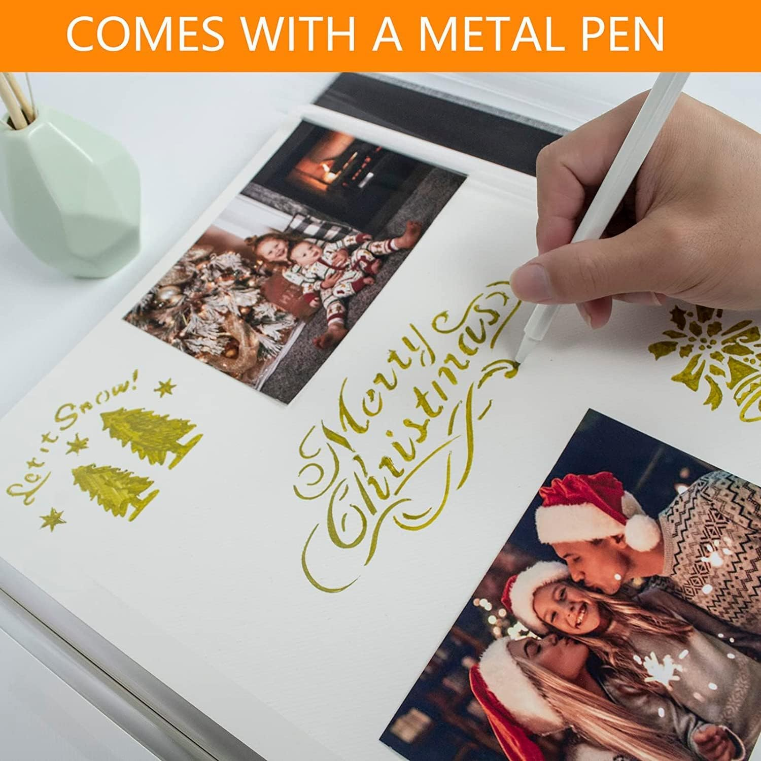 ROROUP Photo Albums, Extra Large Capacity Family Wedding Picture Albums, Magnetic Self-Stick Photos, Memory Book Holds 3X5, 4X6, 5X7, 6X8, 8X10 Inch Photos (Black) image number 1