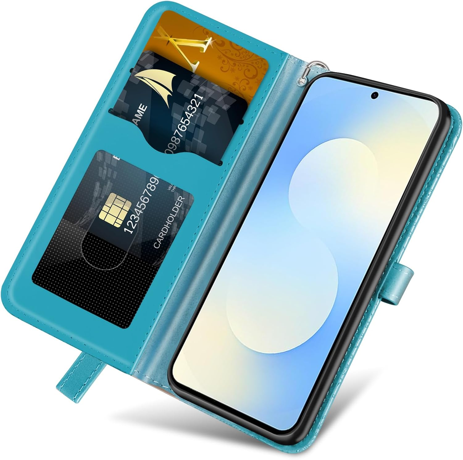 CXTCASE Case for Samsung Galaxy S25 FE PU Leather Folio Flip Cover with Card Slots, Magnetic Wallet Phone Case for Samsung Galaxy S25 FE - Blue image number 3