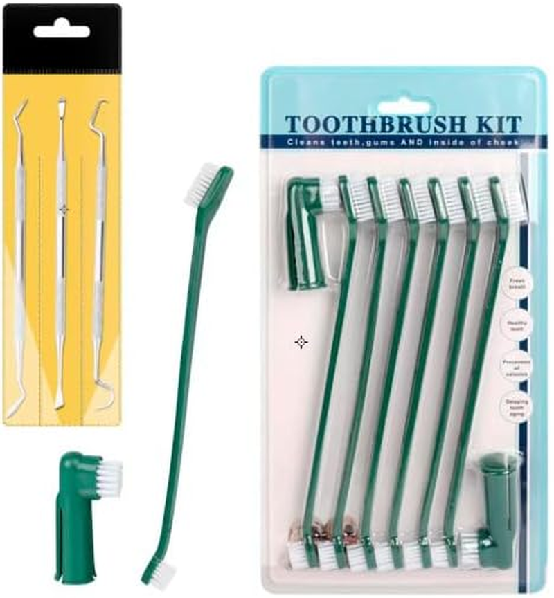 Pet Toothbrush Set Double Head Dog Toothbrush Oral Cleaning Dog Toothbrush Scraper Finger Toothbrush Pet Supplies Pet Dog Toothbrush Set 8 Double Head Dog/Cat Toothbrush Convenient Toothbrush for Cleaning Pet Teeth image number 3