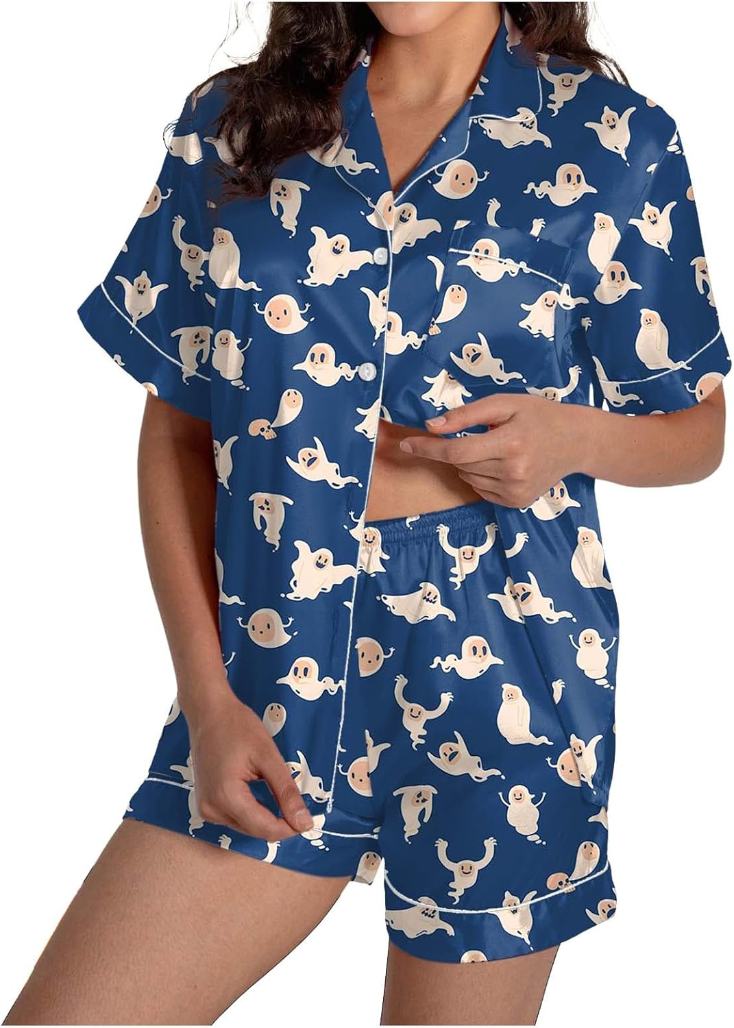 Pajama Sets for Women Halloween Pj'S Loungewear 2 Piece Set Outfits Short Sleeve Shirts and Shorts Loungewear