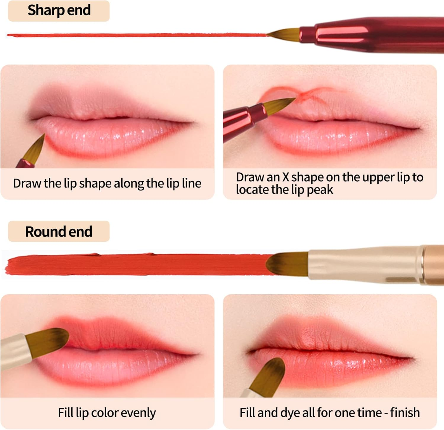 Unaone [2 Pack] Lip Brush for Lipstick, Retractable Lip Brushes, Dual-Ended Makeup Brush for Lipstick Lip Gloss, Include Lid image number 6