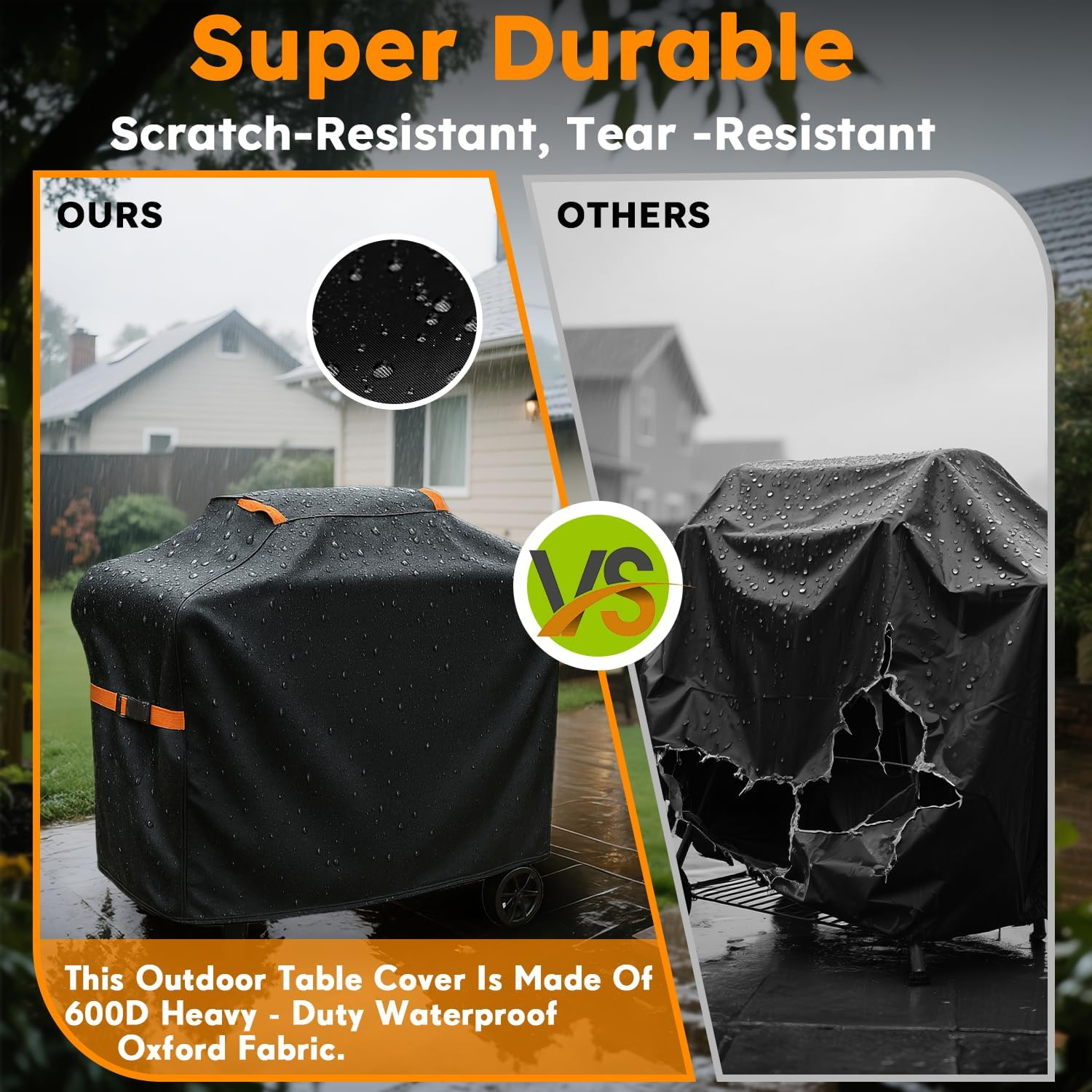BBQ Cover 115&times;150&times;65Cm UUT Heavy Duty 420D PU Outdoor Grill Cover Waterproof Uv-Resistant, Fits Weber Family Q, Beefeater, Kamado Joe & More &ndash; Black image number 1
