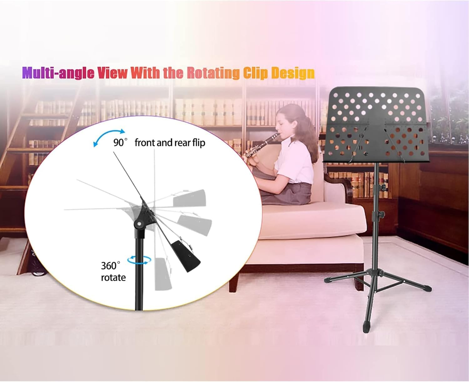 Adjustable Music Conductor Stand Folding Sheet Music Stand Lightweight Metal Music Holder Durable Tabletop for Guitar Pianomatte Black (Music Sheet Stand 1/Pack, Black) (Big) image number 1