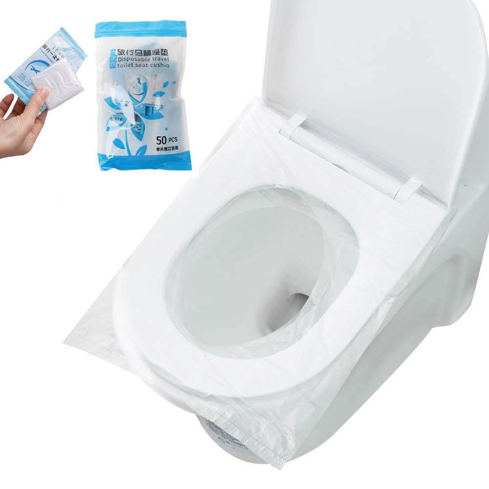Surplex 50 Pcs Disposable Toilet Seat Covers Plastic, Antibacterial Waterproof Portable Potty Seat Cover for Kids Pregnant Travel Hospital Public Toilet Hotel, Individually Wrapped Pocket Size image number 4