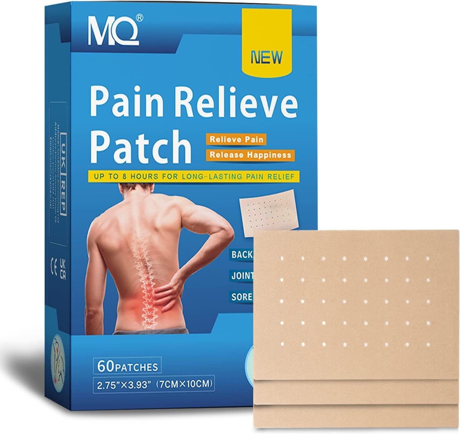 MQ Pain Relief Patches 60PCS, Arthritis Herbal Heat Patches for Back Knee Neck Shoulder Muscle Soreness, Pain Relief Patche Warming Meridians Plaster