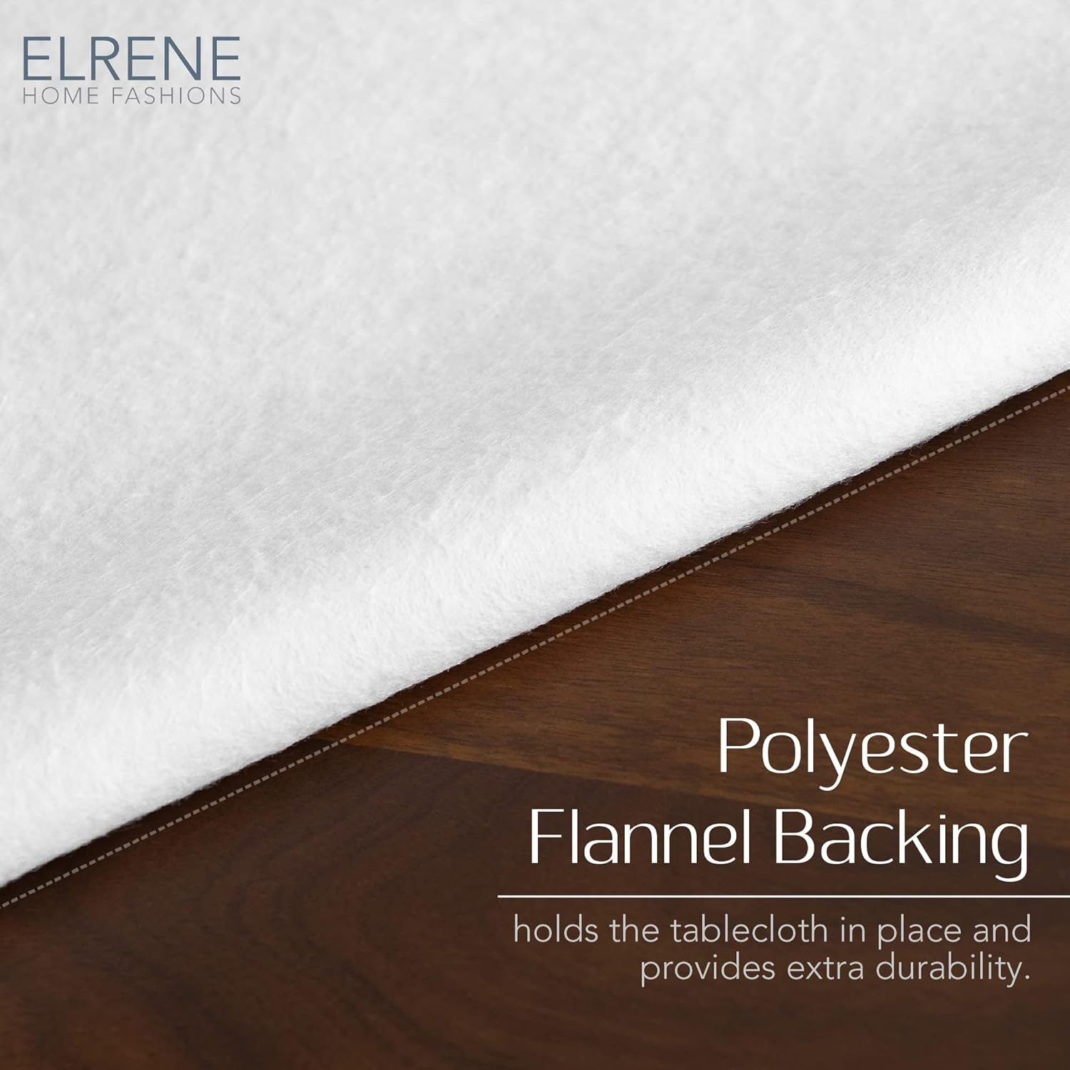 Elrene Home Fashions Camile Floral Damask-Scroll Water- and Stain-Resistant Vinyl Tablecloth with Flannel Backing, 52 Inches X 70 Inches, Rectangle, Gray/White image number 1