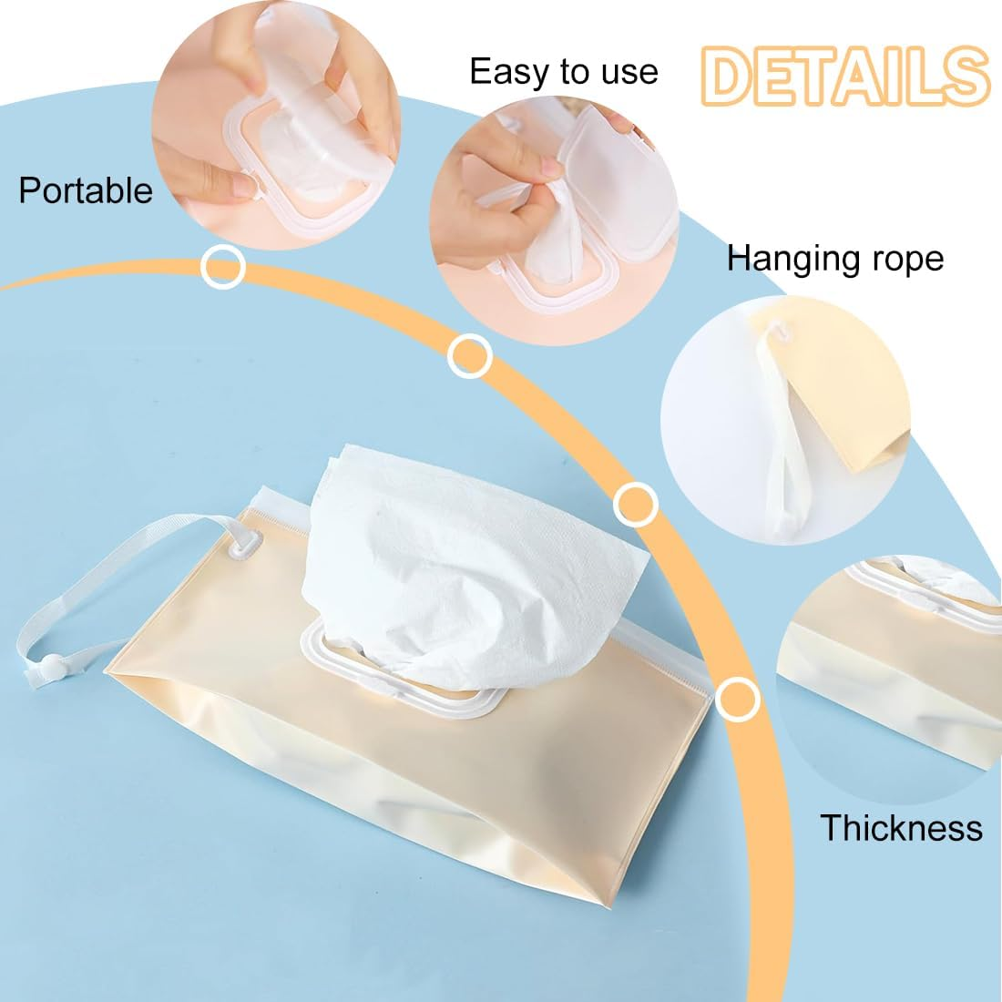 Baby Care Wipes Boxes 3 Pack Wipe Dispenser, Portable Refillable Wipe Container, Reusable Travel Wipe Dispenser, Waterproof and Dustproof (Pink, Green and Beige) image number 6