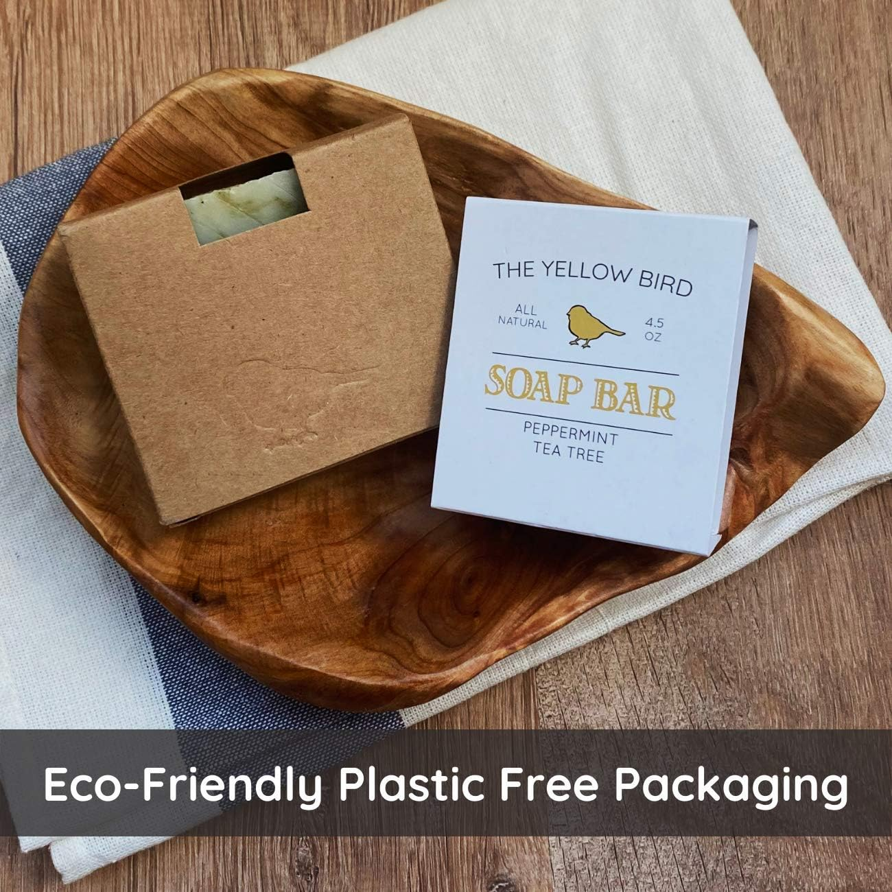 The Yellow Bird Peppermint Tea Tree Soap Bar. Made in USA with All Natural & Organic Ingredients. Pure Essential Oils. Sensitive Skin Body & Face Soap. image number 2