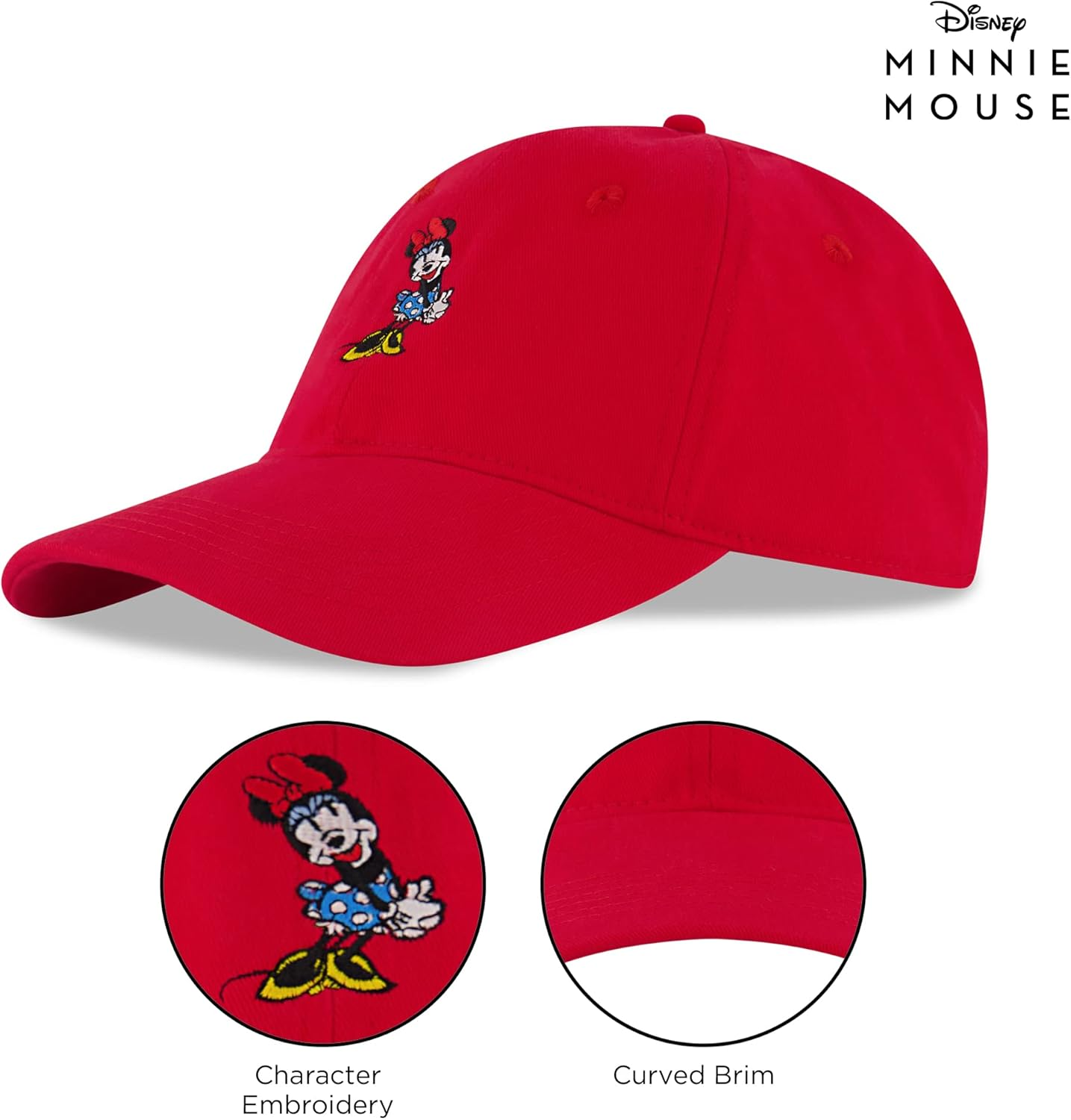 Disney Women'S Baseball Cap, Minnie Mouse Adjustable Hat for Adult - Black image number 4