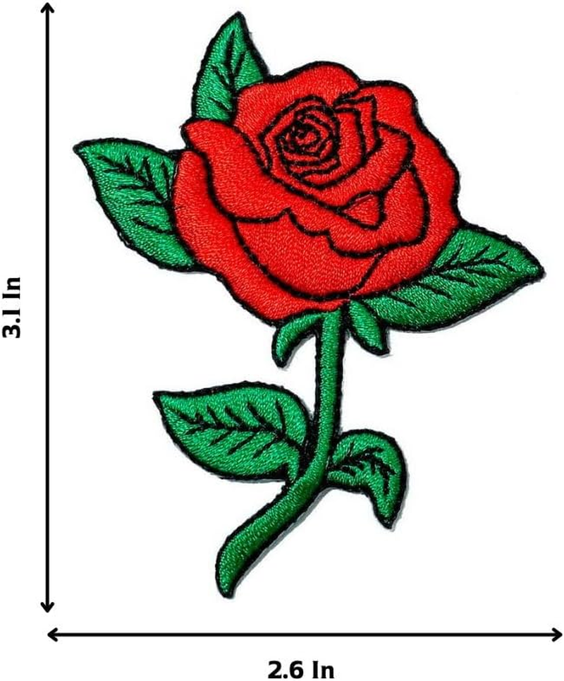 Red Rose Sweet Embroidered Iron on Patch Valentine Applique Flower Cartoon Cute Decoration Jean Jacket image number 3