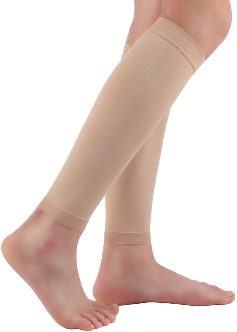 Women'S Footless Compression Socks 2 Pairs Medical Calf Compression Sleeve for Swelling, Shin Splint, Varicose Veins, Edema, Nurses & Maternity (2 Pairs) image number 3