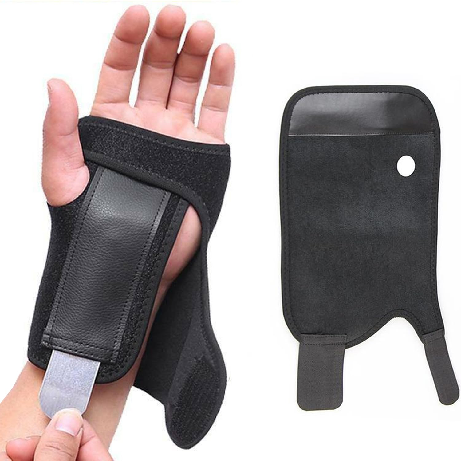 Wrist Support Hand Brace Band Carpal Gloves Tunnel Splint Arthritis Black (Left) image number 6
