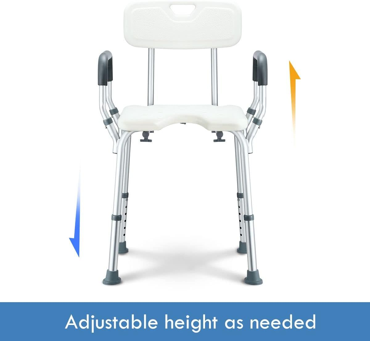 Medical Shower Chair Adjustable Bathtub Tub Bench Bath Seat Shower Stool with Back and Armrests Bathroom for Pregnant Elderly Seniors