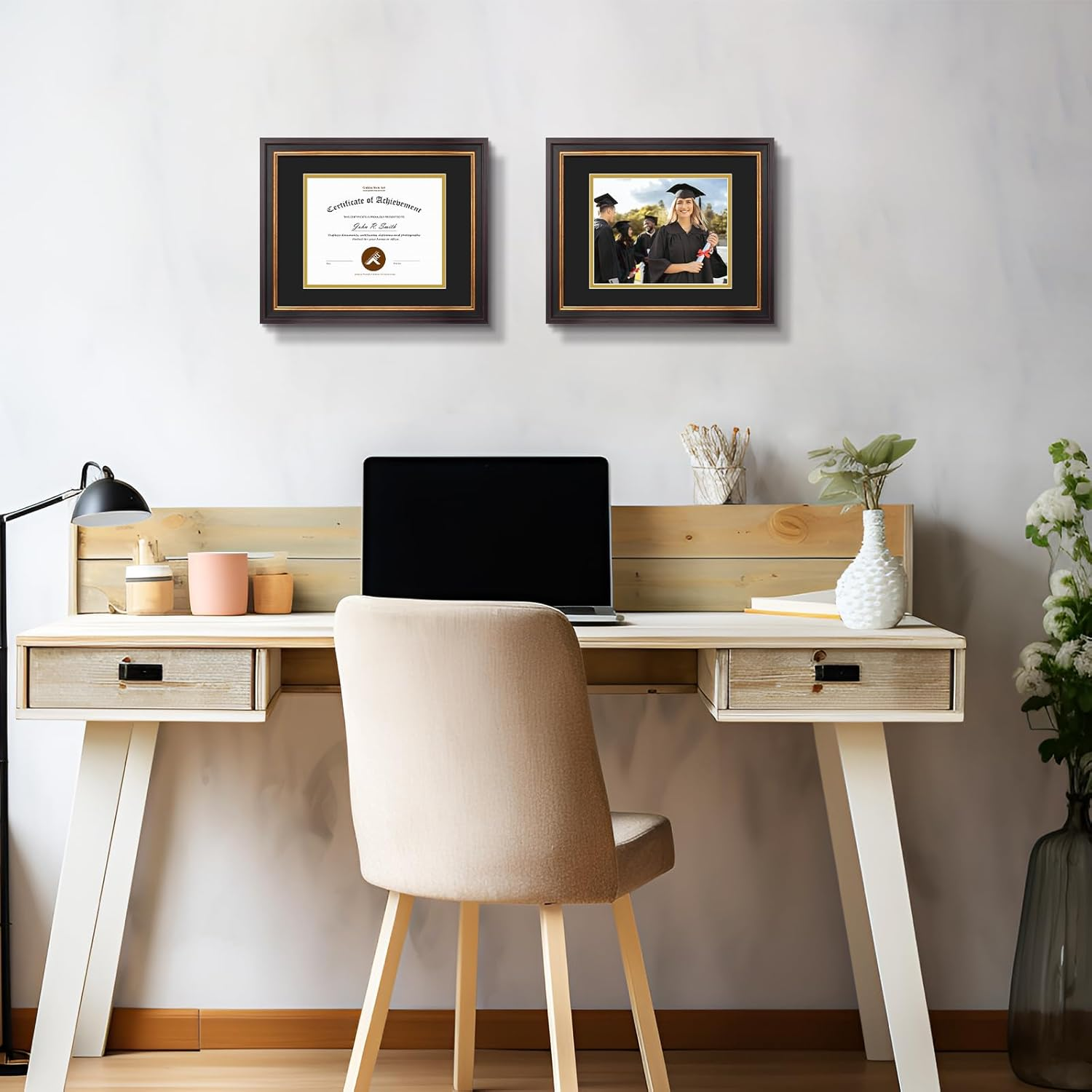 Golden State Art, 11X14 Black Gold & Burgundy Color Document Frame for 8X10 Diploma/Certificate/Picture, Includes Double Mat and Real Glass (Black over Gold Double Mat, 1-Pack) image number 6