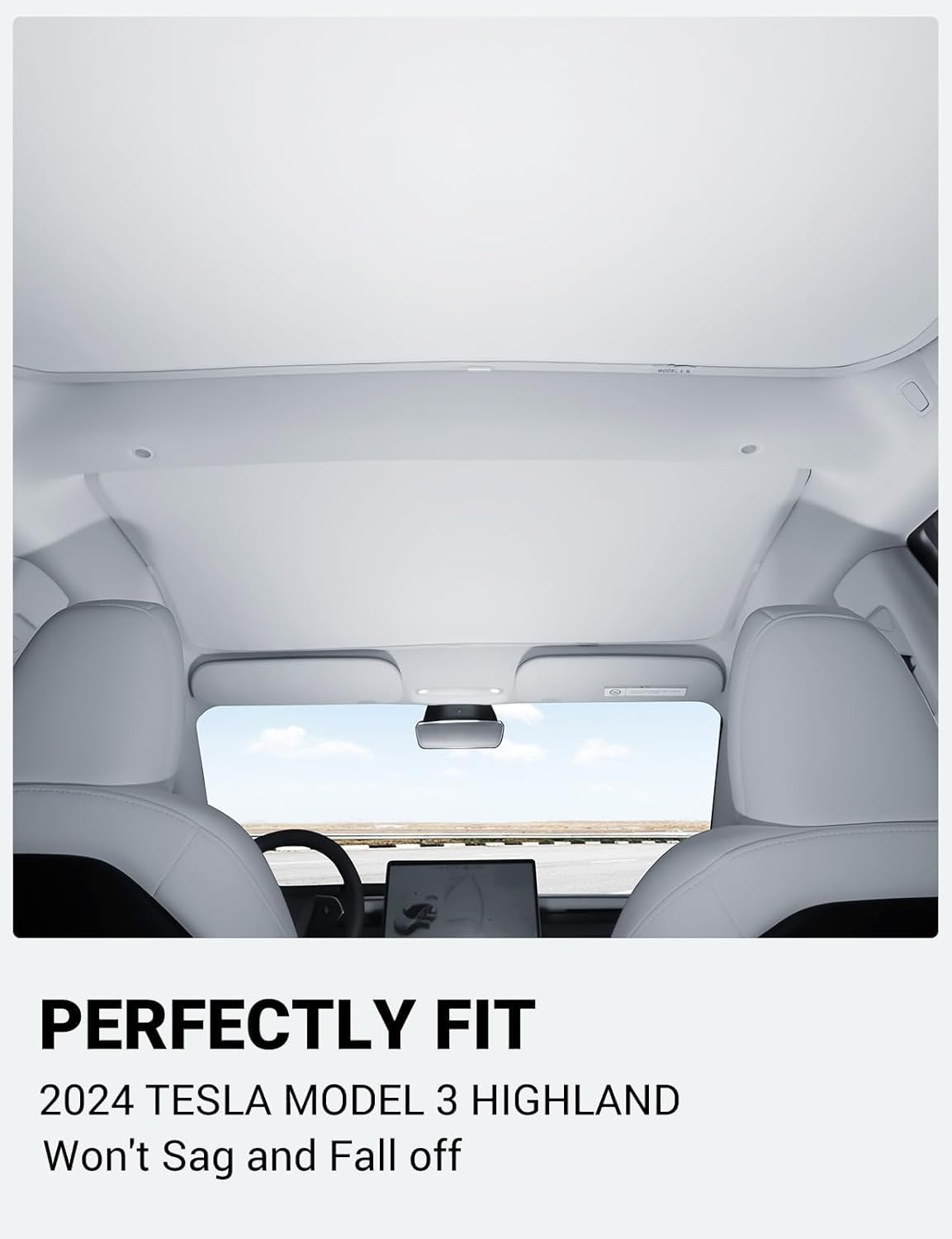 Roof Sunshades for Tesla 2024 2025 Model 3 Highland, Foldable Skylight Sunshade for Model 3 2024 2025 No-Sag Glass Roof Heat Insulation UV Protection Sunroof Covers image number 1