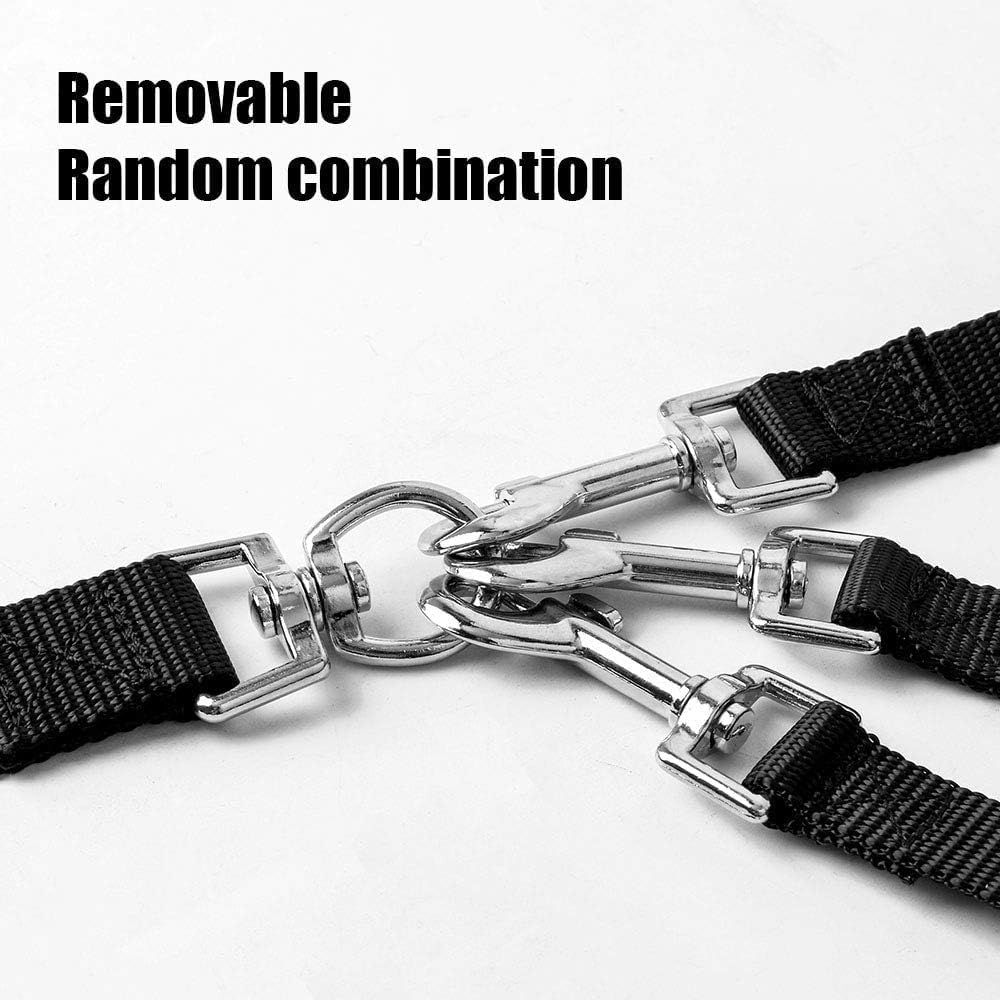 Weave Three Heads One Drag Three Dog Leash Square round Rope Pet Traction Belt Dog Chain Strong Safety Dog Lead Leashes (Black, One Size) image number 5