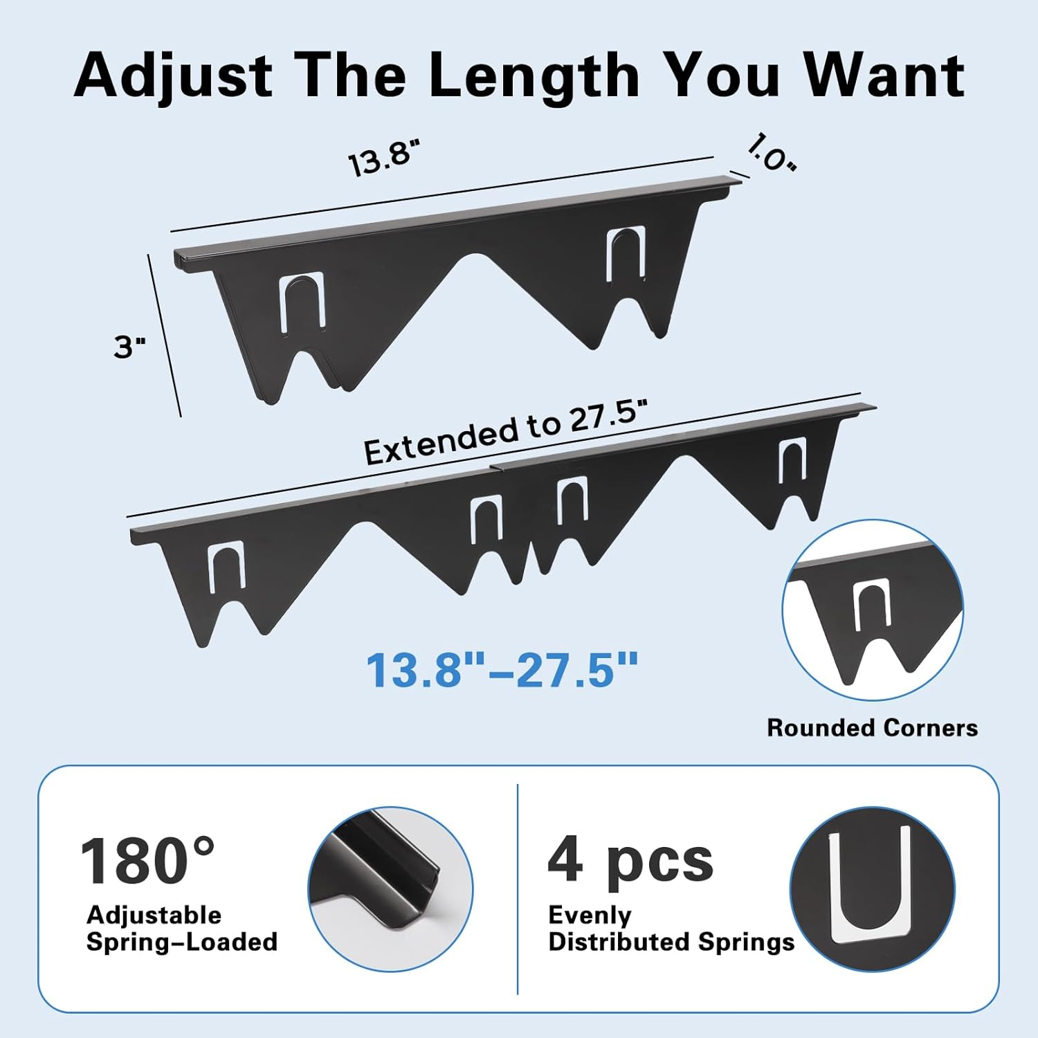 2PCS Stainless Steel Stove Gap Covers, Adjustable Oven Side Gap Filler Heat Resistant Easy Clean Stove Gap Filler for Kitchen Oven Counter Side Gap, Adjustable Length 13.8" to 27.6" (Black) image number 4