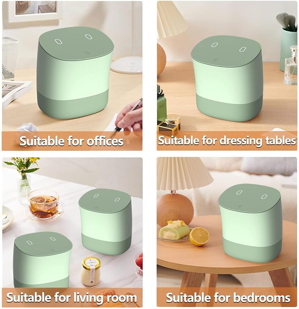 Mini Desk Trash Can with Lid-Removable Small Rubbish Bin-3.5L Plastic Trash Bin-Pop up Countertop Compost Bin-Counter Garbage Can for Bathroom,Office,Kitchen,Bedroom,Desk,Coffee Table, Green - Green image number 2