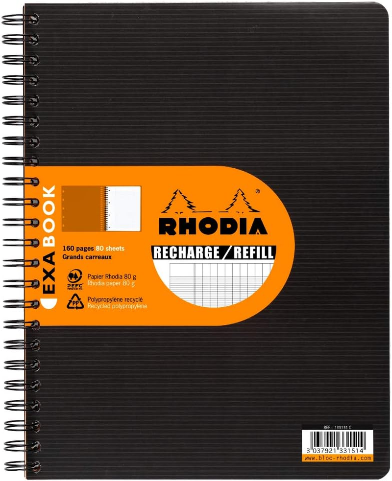 RHODIA 133151C - Refill Notebook for Exabook Black A4+ Organization Notebook | Large Sey&egrave;s Tiles | 160 Detachable Pages Perf. 4 Holes - Clairefontaine Paper 80G - Rhodiactive image number 1